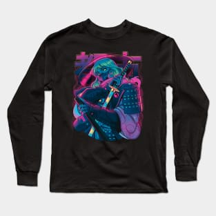 Cyber Neon Samurai Long Sleeve T-Shirt